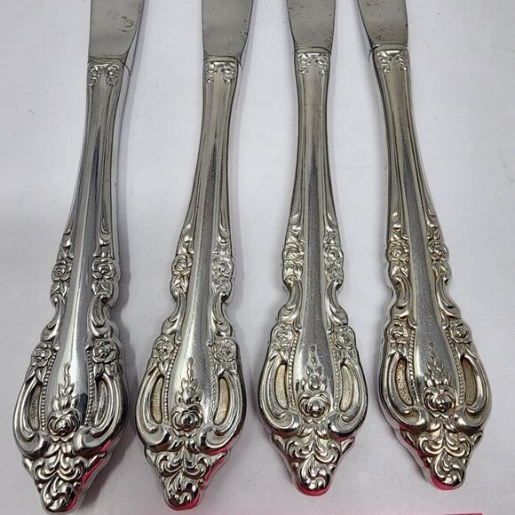 Oneida Brahms Stainless Steel Flatware Knives Set Of 4 Ornate Design - Picture 4 of 6